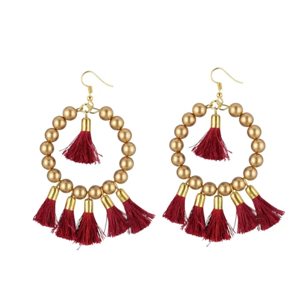 Women's Alloy Hook Dangler Hanging Tassel Earrings-Gold