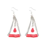 Women's Silver Plated, Beads Hook Dangler Hanging Earrings-Silver