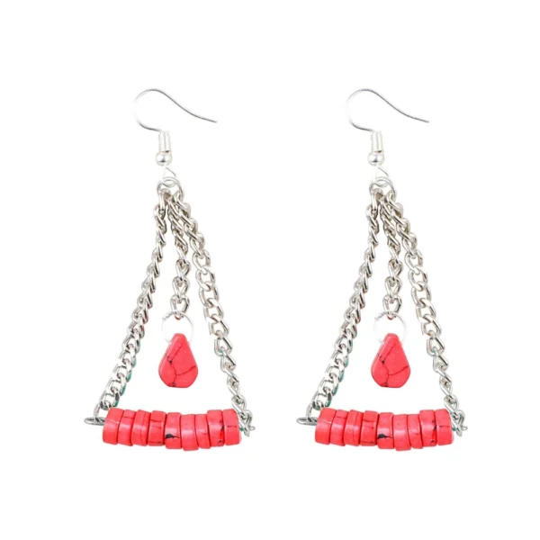 Women's Silver Plated, Beads Hook Dangler Hanging Earrings-Silver