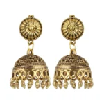 Women's Gold Plated Jhumki Earrings-Gold