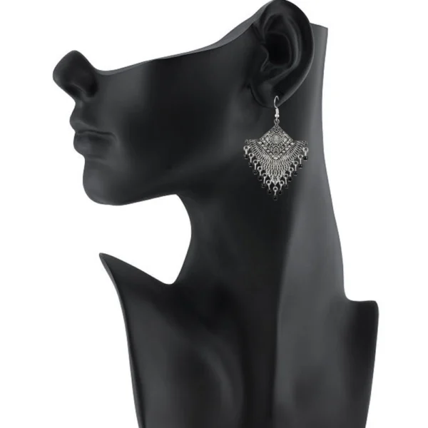Women's Silver Plated Afgani Earrings-Silver