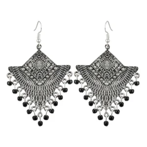 Women's Silver Plated Afgani Earrings-Silver