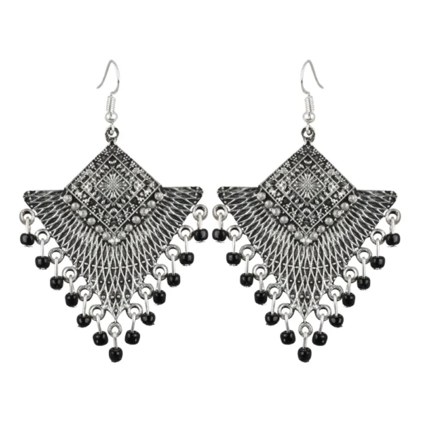 Women's Silver Plated Afgani Earrings-Silver