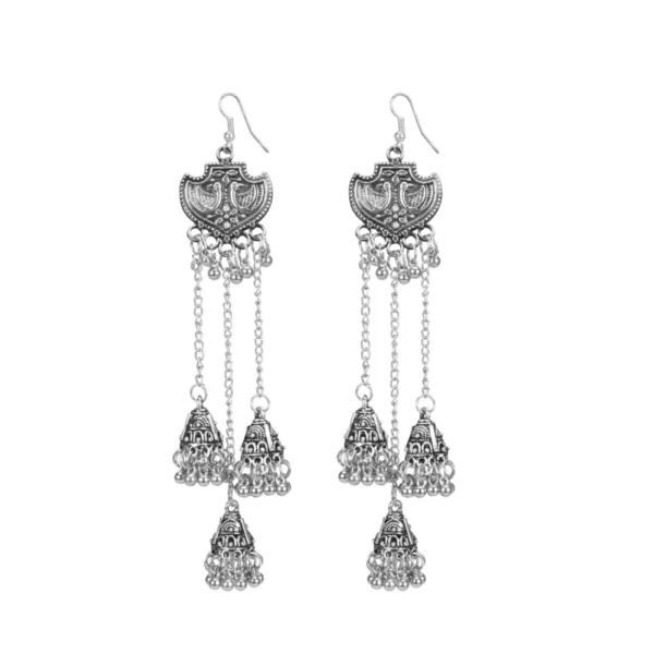 Women's Alloy, silver Plated Afgani Earrings-Silver