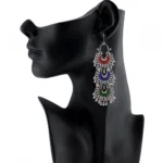 Women's Silver Oxidized Hook Dangler Hanging Fashion Earrings-Multicolour