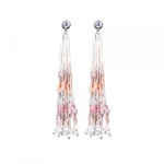 Women's Alloy, Beads Hook Dangler Hanging Thread Earrings-Pink