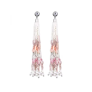 Women's Alloy, Beads Hook Dangler Hanging Thread Earrings-Pink