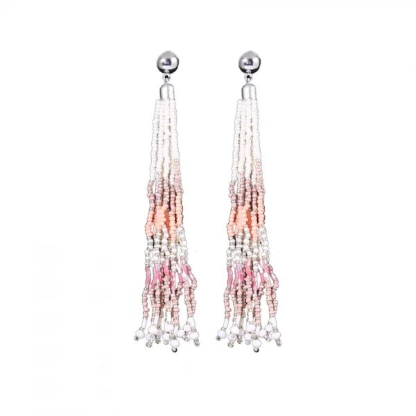 Women's Alloy, Beads Hook Dangler Hanging Thread Earrings-Pink