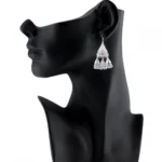Women's Silver plated Hook Dangler Hanging Statement Earrings-Silver