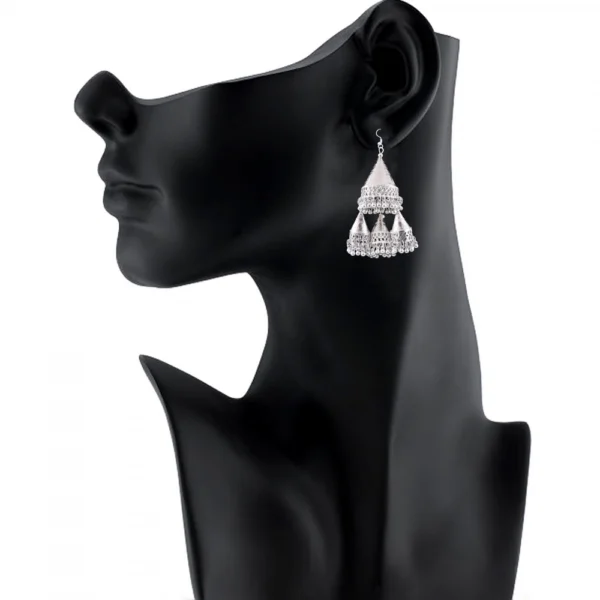 Women's Silver plated Hook Dangler Hanging Statement Earrings-Silver