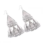 Women's Silver plated Hook Dangler Hanging Statement Earrings-Silver