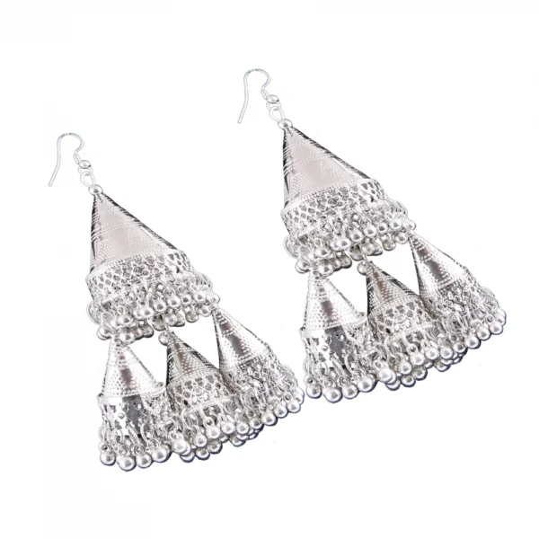 Women's Silver plated Hook Dangler Hanging Statement Earrings-Silver