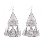 Women's Silver plated Hook Dangler Hanging Statement Earrings-Silver