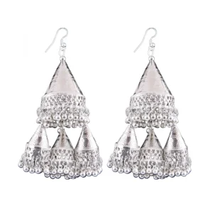 Women's Silver plated Hook Dangler Hanging Statement Earrings-Silver