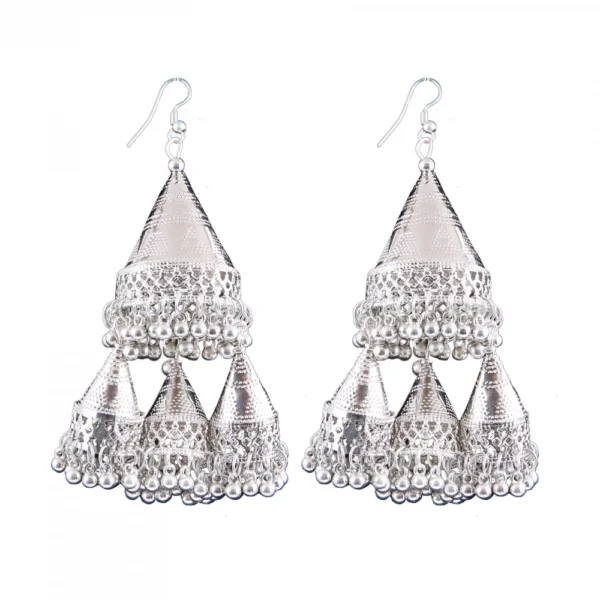 Women's Silver plated Hook Dangler Hanging Statement Earrings-Silver