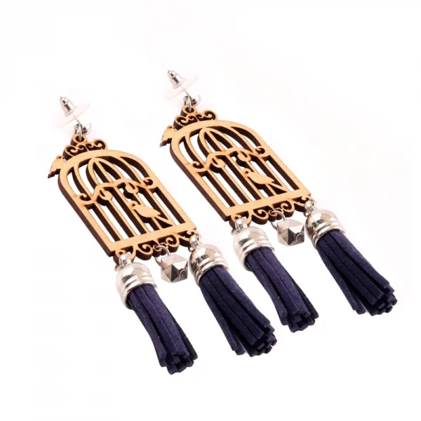 Women's Alloy, wooden Hook Dangler Hanging Earrings-Brown
