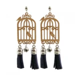 Women's Alloy, wooden Hook Dangler Hanging Earrings-Brown