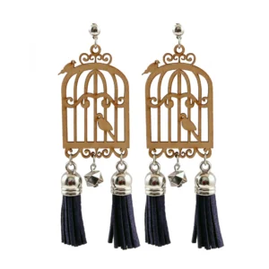 Women's Alloy, wooden Hook Dangler Hanging Earrings-Brown