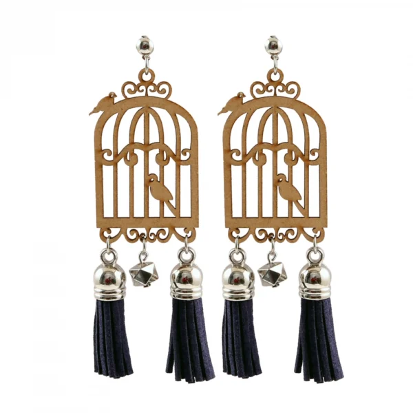 Women's Alloy, wooden Hook Dangler Hanging Earrings-Brown