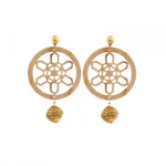Women's Alloy, Beads Hook Dangler Hanging Earrings-Brown