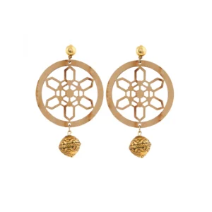 Women's Alloy, Beads Hook Dangler Hanging Earrings-Brown