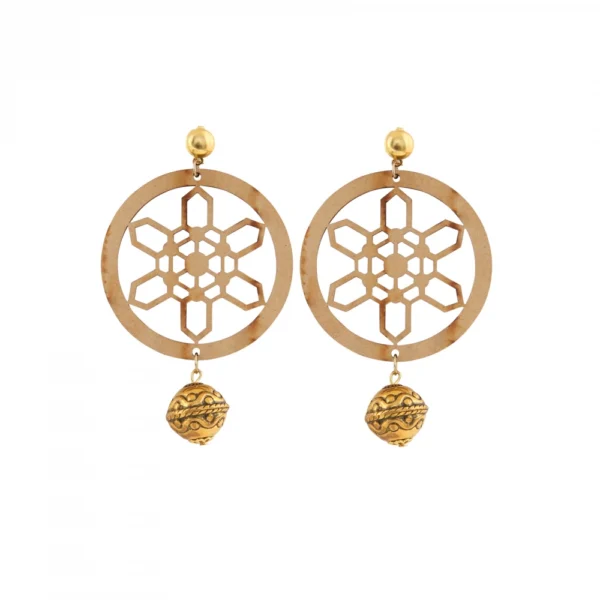 Women's Alloy, Beads Hook Dangler Hanging Earrings-Brown