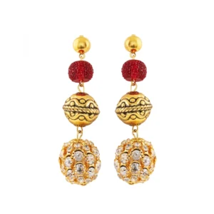 Women's Gold Plated, Beads Hook Dangler Hanging Earrings-Gold