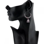 Women's Silver Oxidized Hook Dangler Hanging Afgani Tribal Fancy Earrings-Silver
