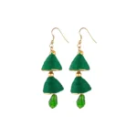 Women's Thread Hook Dangler Hanging Jhumki Earrings-Green