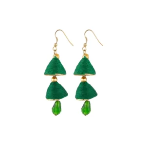 Women's Thread Hook Dangler Hanging Jhumki Earrings-Green