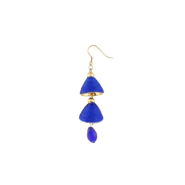 Women's Thread Hook Dangler Hanging Jhumki Earrings-Blue