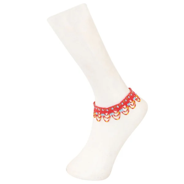 Women's Fashion Beads Anklet Payal-Red
