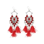 Women's Alloy Afgani Tassel Earrings-Red