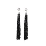 Women's Alloy, Beads Hook Dangler Hanging Earrings-Black