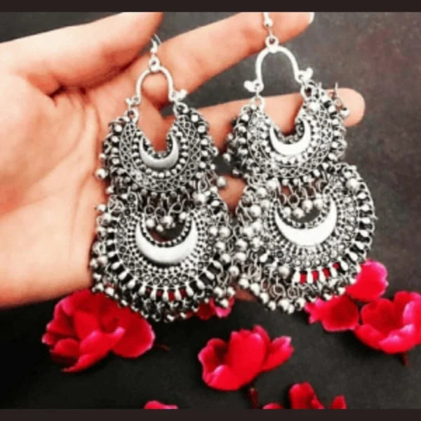 Women's Silver Plated Afgani Earrings-Silver