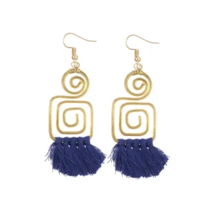 Women's Alloy Hook Dangler Hanging Tassel Earrings-Gold