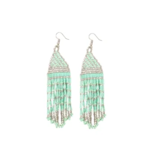 Women's Alloy, Poth Beads Hook Dangler Hanging Earrings-Green