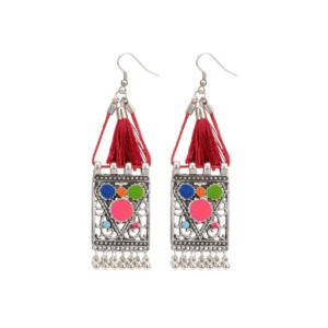 Women's Oxidize Gold plated Hook Dangler Hanging Tassels Earring-Multicolour
