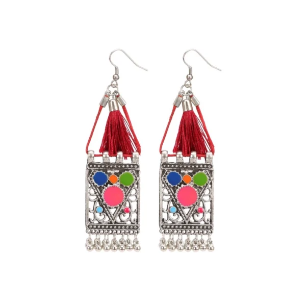 Women's Oxidize Gold plated Hook Dangler Hanging Tassels Earring-Multicolour