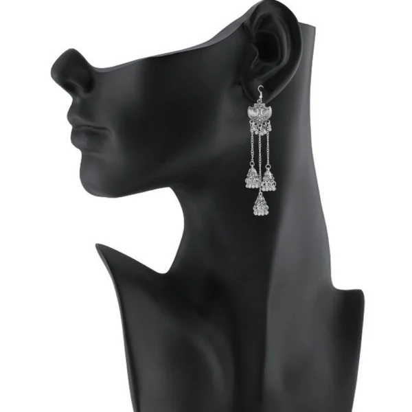 Women's Alloy, silver Plated Afgani Earrings-Silver