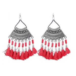 Women's Silver plated Hook Dangler Hanging Statement Earrings-Silver