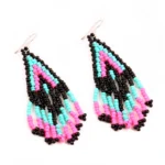 Women's Alloy, Beads Hook Dangler Hanging Earrings-Multicolour