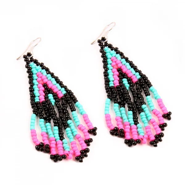 Women's Alloy, Beads Hook Dangler Hanging Earrings-Multicolour
