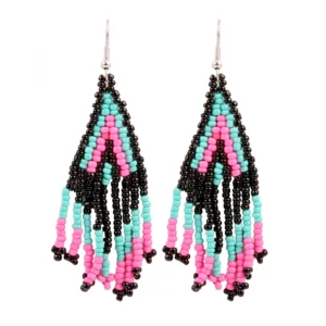 Women's Alloy, Beads Hook Dangler Hanging Earrings-Multicolour