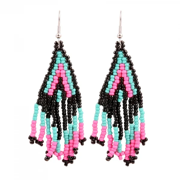 Women's Alloy, Beads Hook Dangler Hanging Earrings-Multicolour