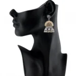 Women's Gold Plated Hook Dangler Hanging Afgani Earrings-Golden