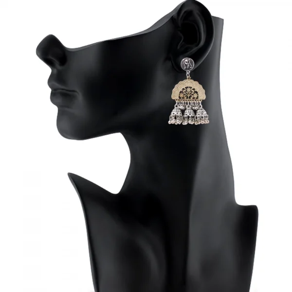 Women's Gold Plated Hook Dangler Hanging Afgani Earrings-Golden