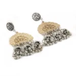 Women's Gold Plated Hook Dangler Hanging Afgani Earrings-Golden
