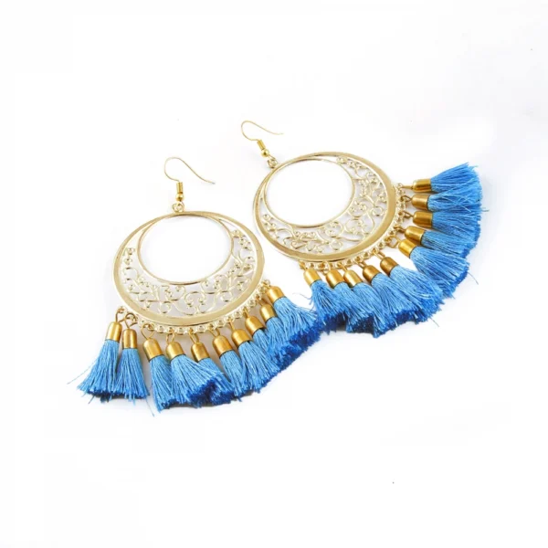Women's Gold Plated Hook Dangler Hanging Tassel Earrings-Gold