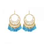 Women's Gold Plated Hook Dangler Hanging Tassel Earrings-Gold